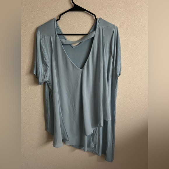 Lisa Rinna Collection V-Neck Top with Chiffon Back - Picture 3 of 5